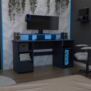 Escritorio Gamer Trollino Wengue y Azul 2 Escritorio Gamer Trollino Wengue y Azul